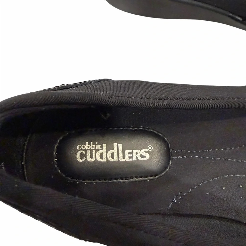 Cobbie Cuddlers Elanor Black Leather Slip-On Flat Comfort Shoe Sz 7W